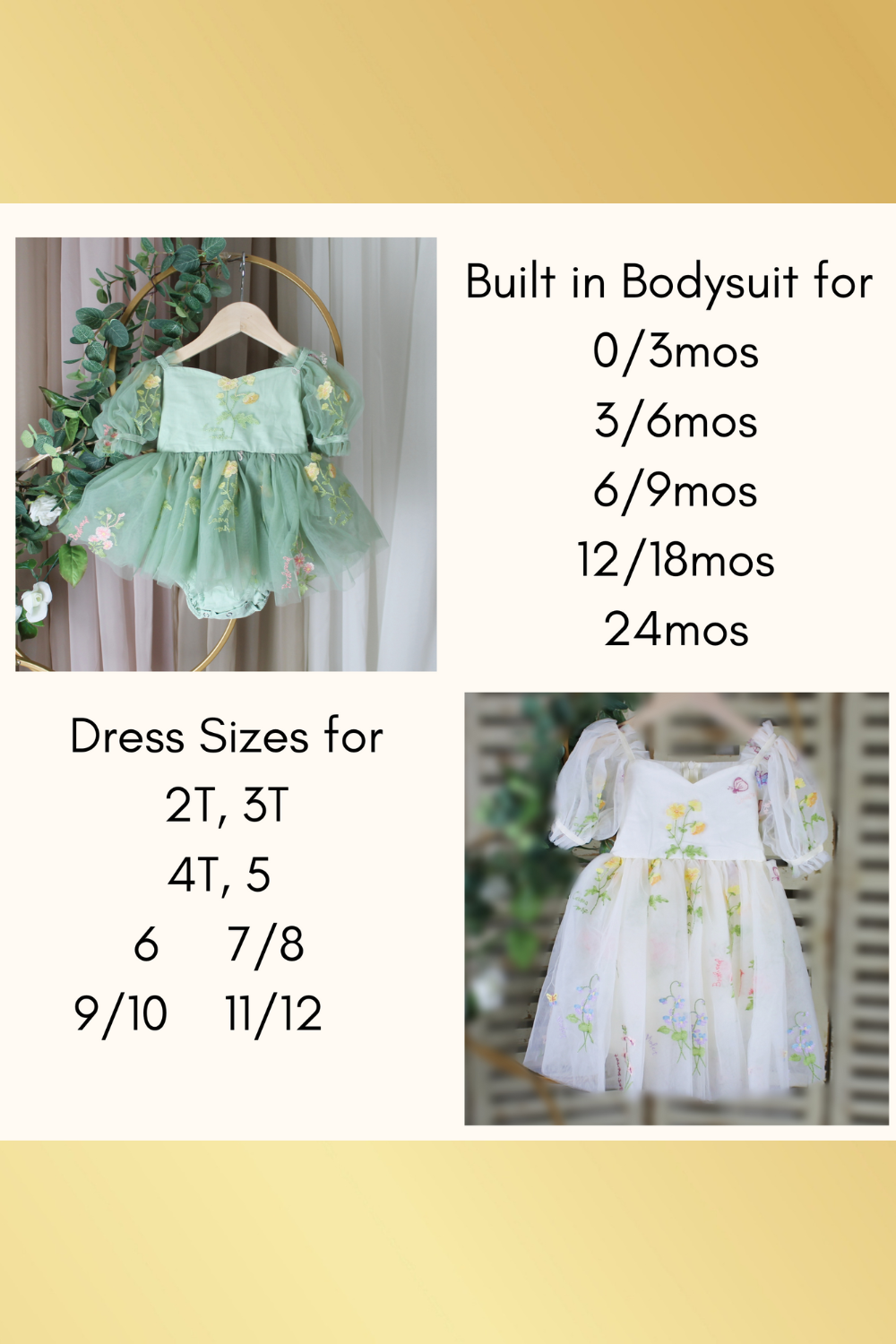 sizing for dresses.