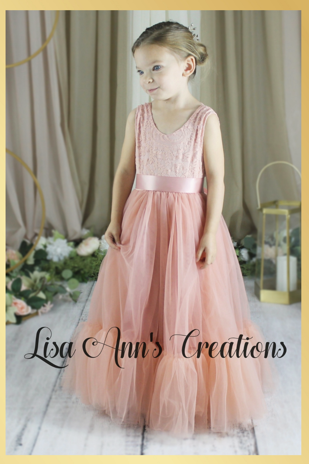 Sleeveless flower girl dress in blush