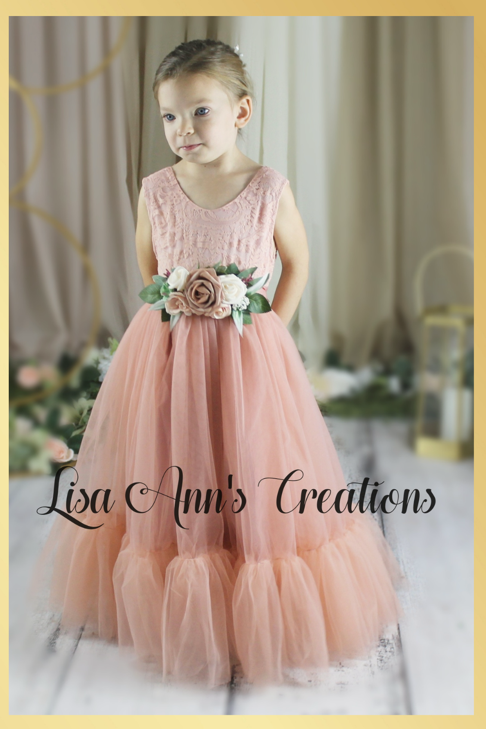 Blush Flower Girl Dress in tulle and lace