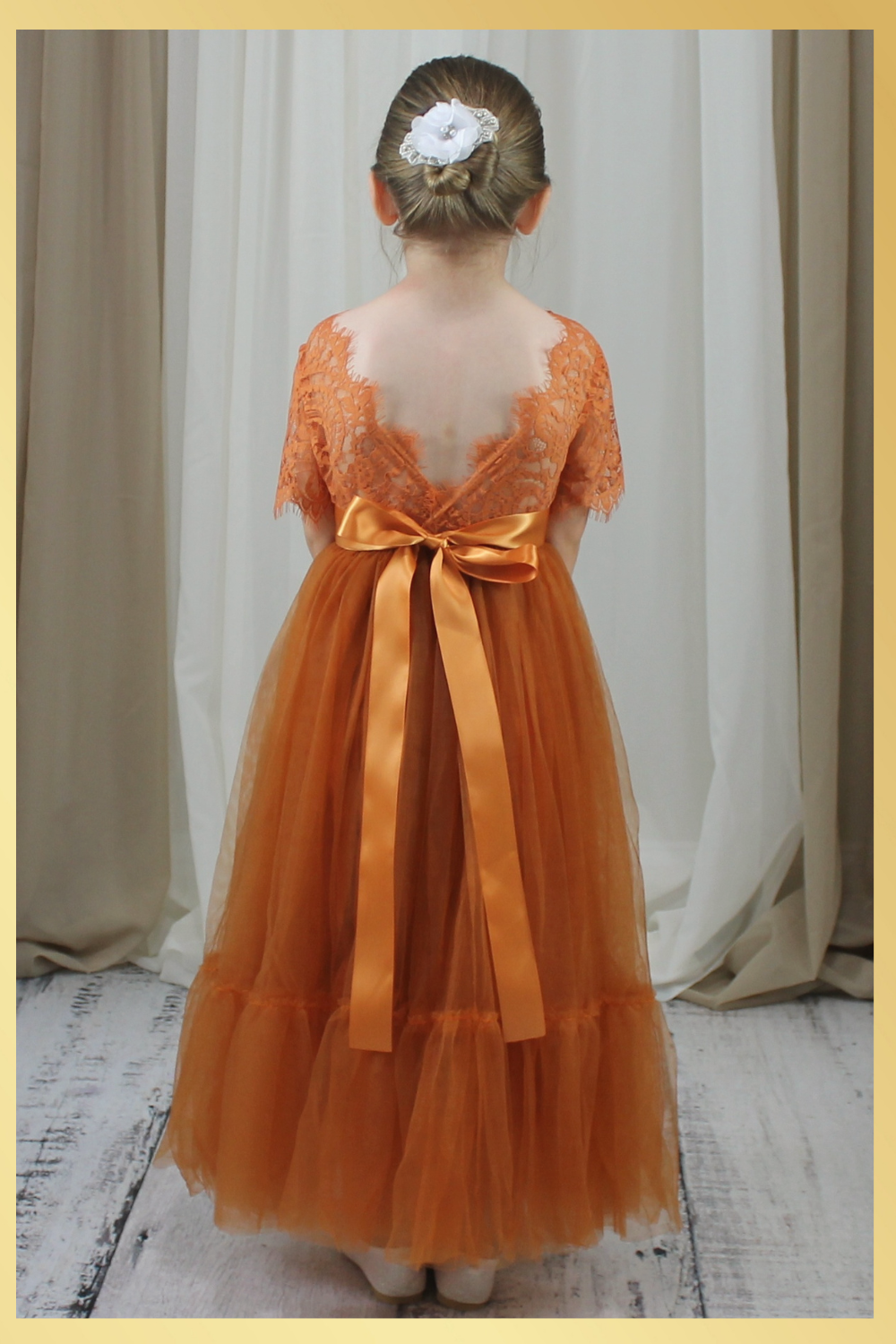 Special Occasion Girl Dress in Burnt Orange