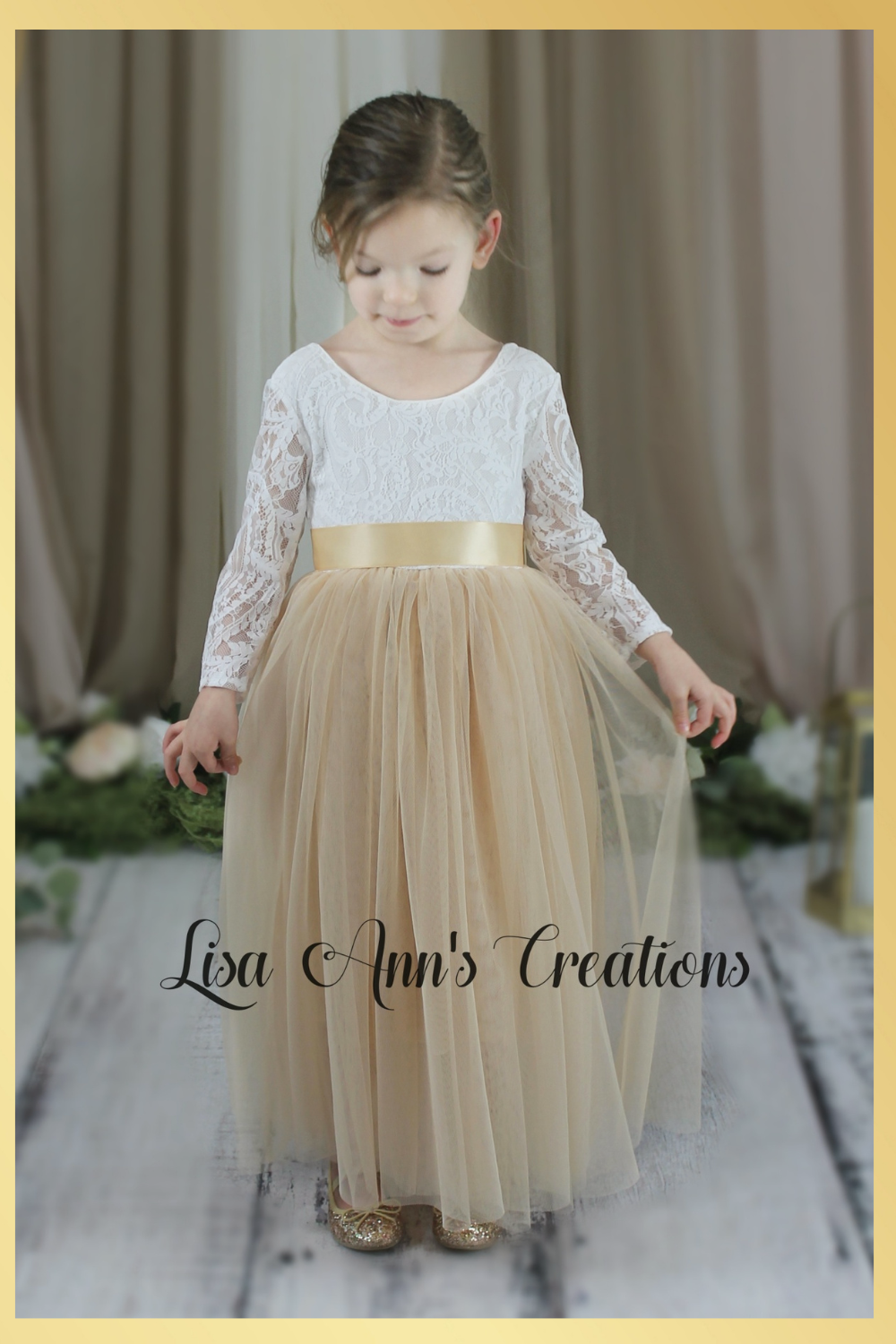 Champagne flower girl dress