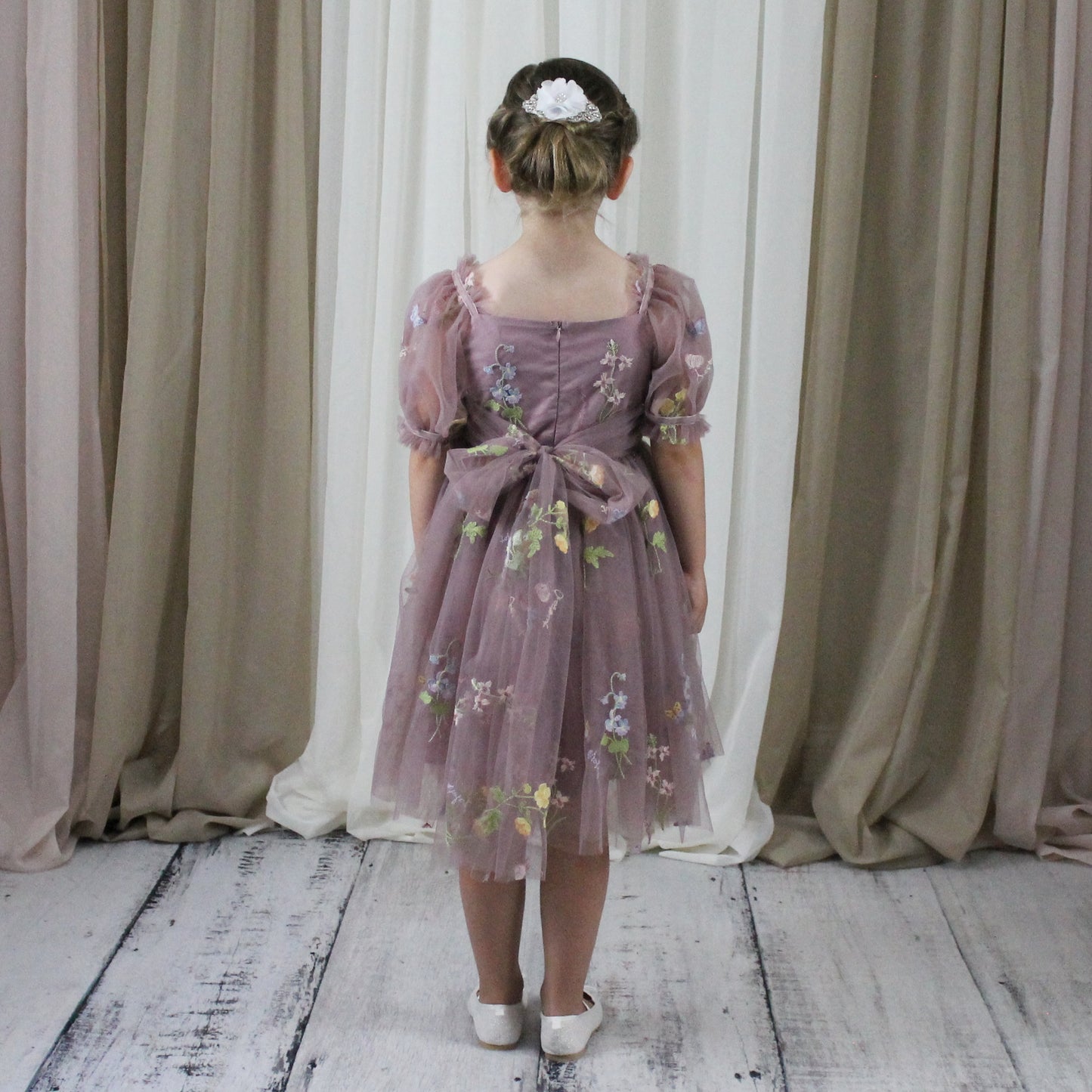 The Wildflower - Girls Floral Dress - Dusty Purple