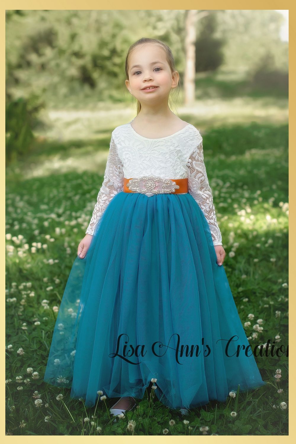 Teal Flower Girl Dress