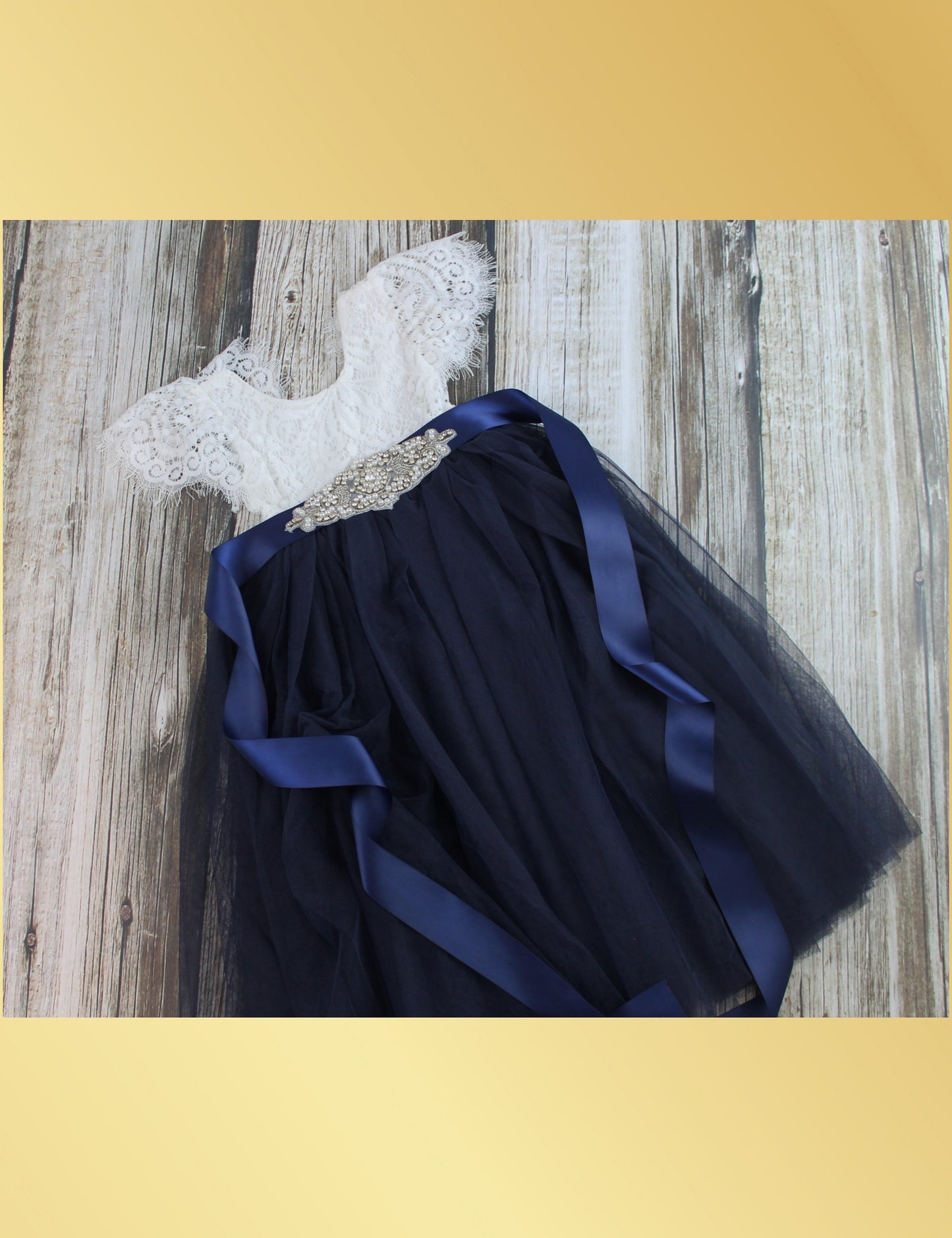 Flower Girl dresses navy tulle dress