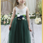 floral sash for flower girl dress in hunter green and navy