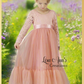 Flower Girl Dress Blush Long Sleeve Lace and Tulle