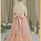 Toddler flower girl dress in blush lace and tulle 