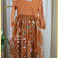 flower girl dress in burnt orange tulle and lace