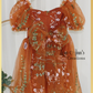 Burnt Orange floral girls dress