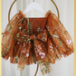 The Fall Wildflower - Girls Long Sleeve Floral Dress - Burnt Orange