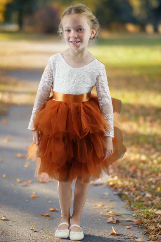 The Daisy - Burnt Orange Dress - Long Sleeve