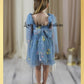 floral flower girl dress in dusty blue tulle