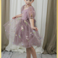 Flower girl dress in dusty purple floral tulle