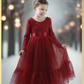 Toddler Christmas Dress in Wine Red Tulle and Lace