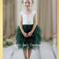 Hunter Green flower girl dress with lace and tulle