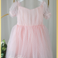 Beautiful light pin siss dot dress for a wedding birthday or any special occasion. 