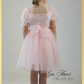 girls light pink dress made with swiss dot light pink tulle. 