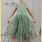Sage floral flower girl dress in sleeveless lace style and full length skirt in tulle
