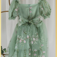 Sage Green floral flower girl dress