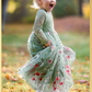 sage green embroidery floral flower girl dress. sage long sleeve lace top with floral tulle bottom 
