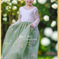 Flower girl dress sage green floral embroidery long sleeve 