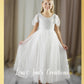 Flower Girl dress in white lace and tulle with cap sleeves