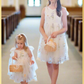 White floral lower girl dresses for babies, toddlers and girls.