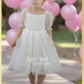 Girls Birthday dress in white tulle and swiss dot pattern