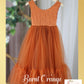 burnt orange flower girl dress in sleeveless mermaid style