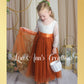 Flower Girl Dress burnt orange tulle and white lace in long sleeves
