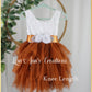 tutu style flower girl dress in burnt orange tulle and white sleeveless lace